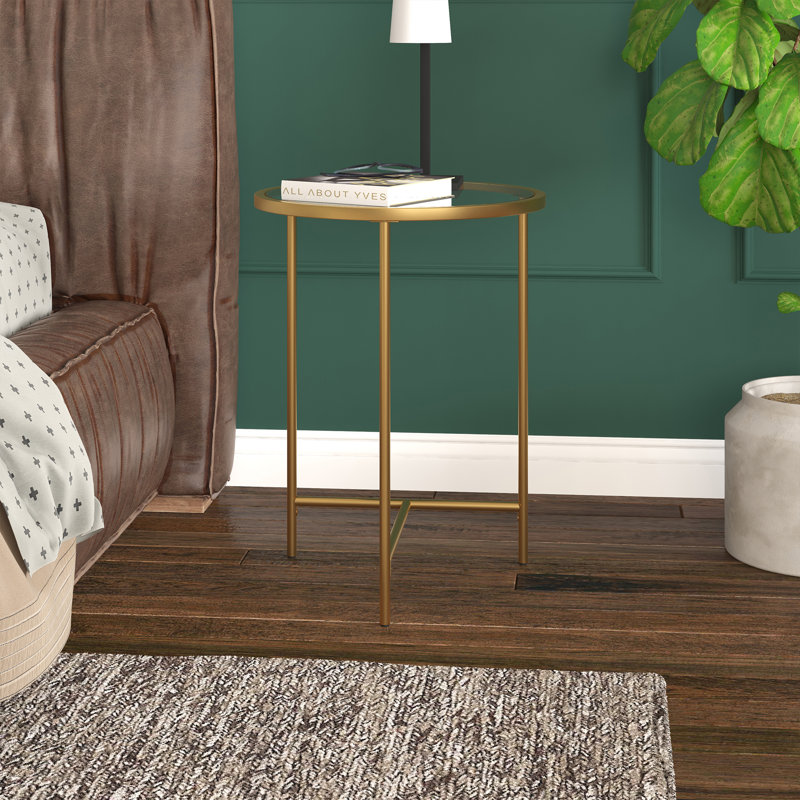 Berenson Glass Top End Table, Gold