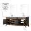 Meuble-lavabo double en chêne gris 80 po L, 22 P, plateau en marbre poli, robinet, 36 miroirs de large