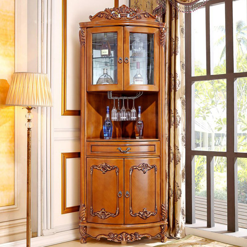 Armoire de coin en bois massif brun, H 86,61 po x l 23,62 po x P 35,43 po, Brun