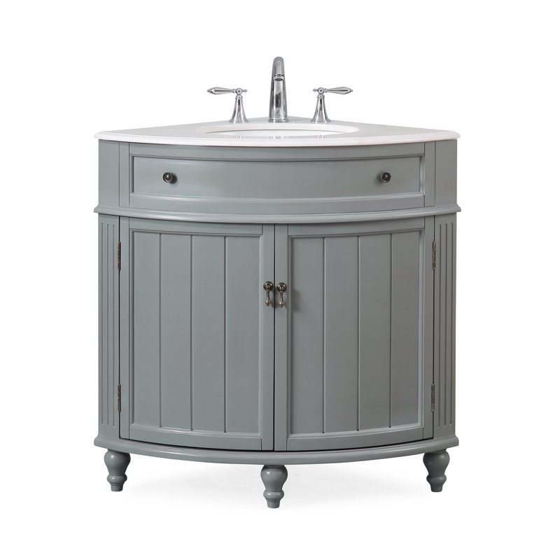 Wilhoite 24'' Single Bathroom Vanity with Top, Gray, White