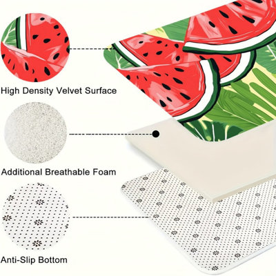 Yellow Watermelon Kitchen Mats, 2 Pack for Summer Kitchen & Patio Decor