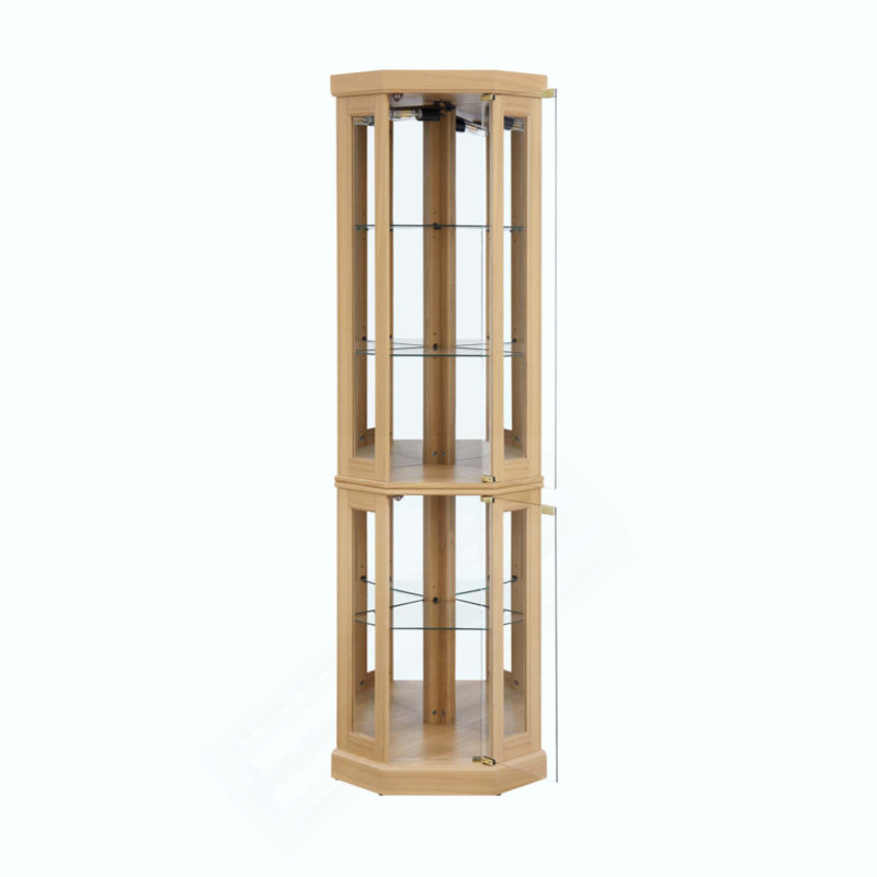 Lighted Corner Curio Cabinet - Display Case For Living Room, Antique Collectibles, Wine & Bar Glass Storage - Elegant Corner Design With Lights Included