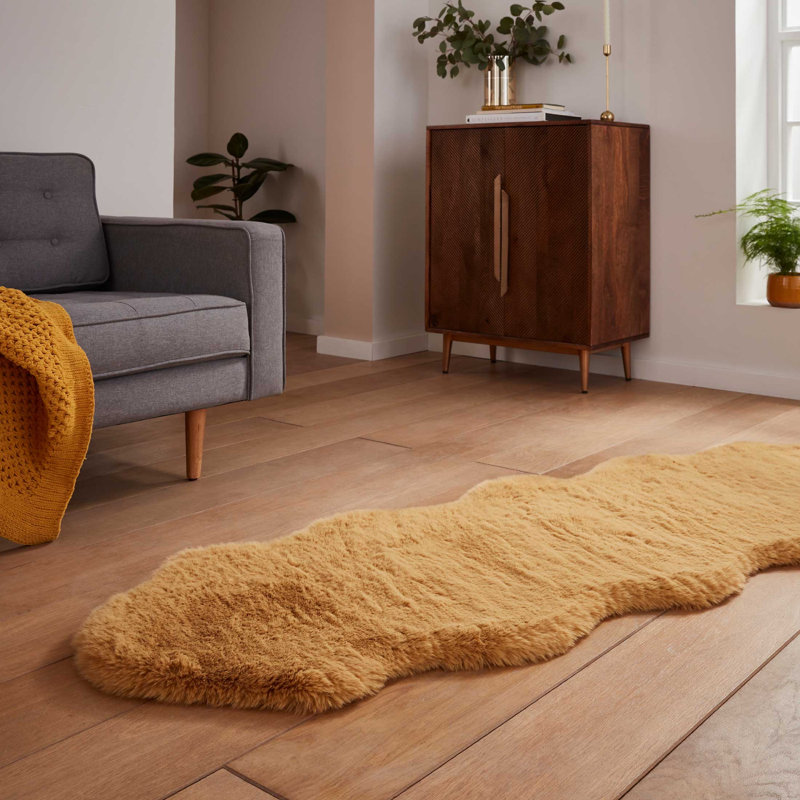Lehi area rug Table Tufted Sheepskin Mustard, Novelty 60 x 180cm