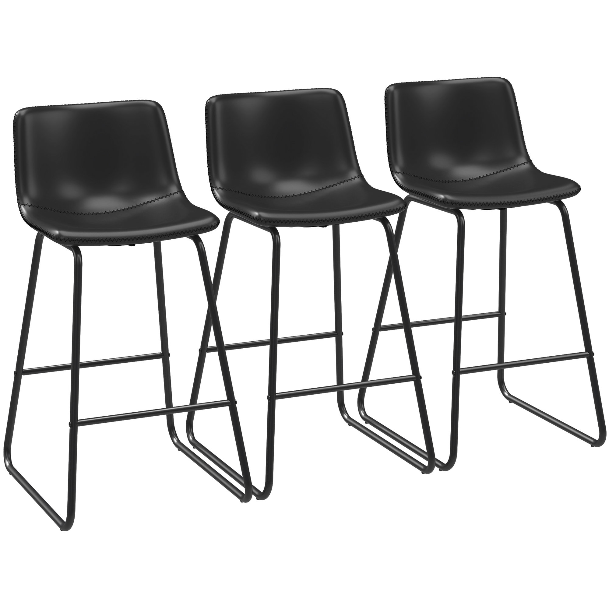 Emira 26'' Upholstered Faux Leather Bar & Counter Stools – Set of 2 or 3, Adjustable Foot Pads, Perfect for Kitchen Islands & Bars