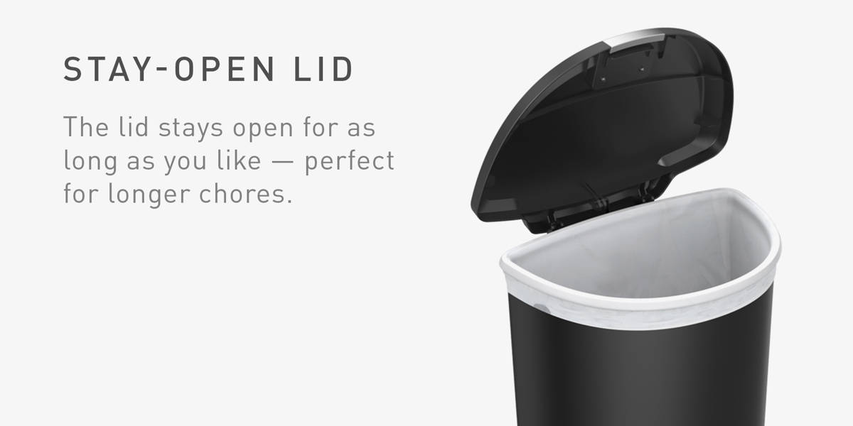 Simplehuman 50 Liter / 13 Gallon Semi-Round Kitchen Step Trash Can with Secure Slide Lock, Plastic