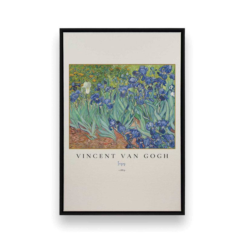 Van Gogh's Irises v3, Cadre flottant noir satiné, H 12,75 po x l 8,75 po