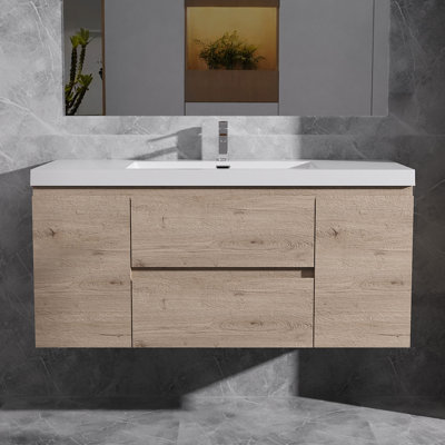 Dhruven 48" Wide Wall-Mounted Bathroom Vanity Set with Integrated Single Sink