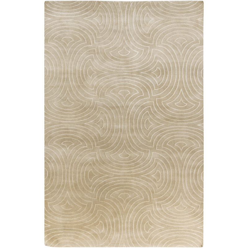 Tapis abstrait kaki noué à la main Elora, Rectangle 8 pi x 11 pi