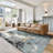 Gretchen Satori Modern Abstract Aqua/Navy Blue/Gold/Ivory Polypropylene Indoor Area Rug-95666019