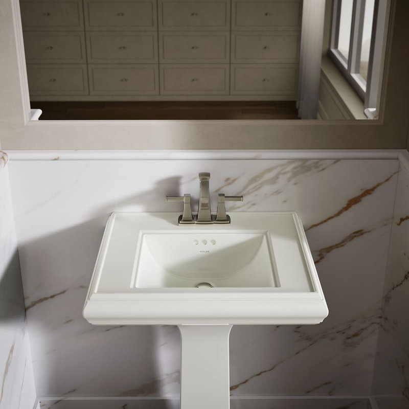 Memoirs®  Pedestal Tall Bathroom Sink with Overflow, Dune, 4" Centers