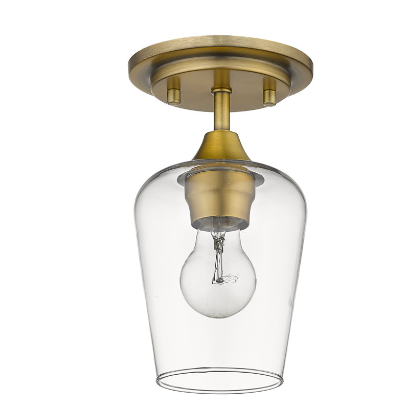 Plafonnier semi-encastré 1 lumière 5,5 po, Laiton vieilli