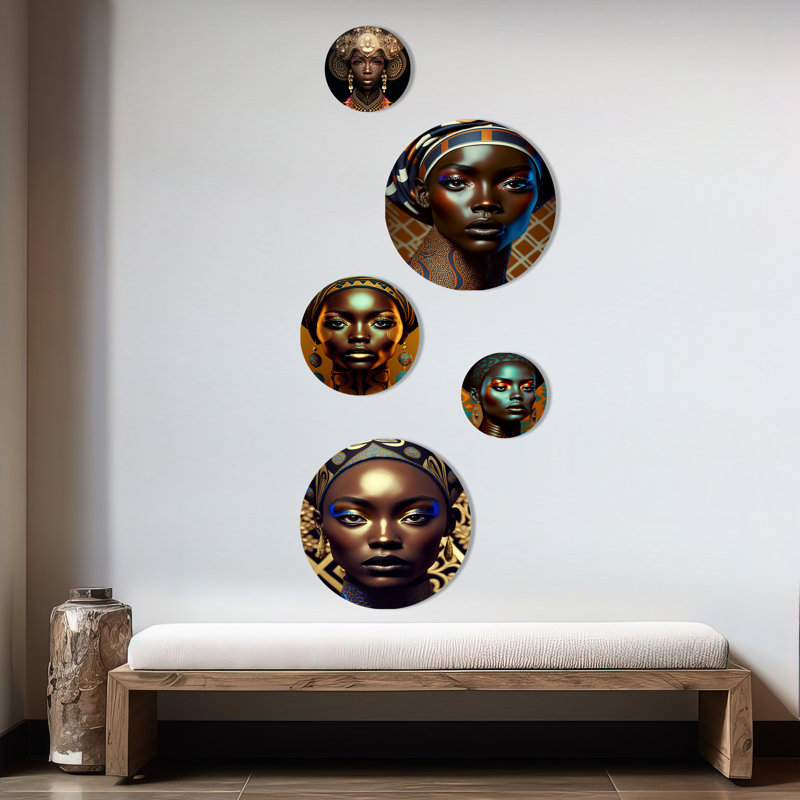 Portrait d'une femme africaine glamour - décoration murale en métal femme afro-américaine