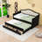 Twin Wooden Daybed with Trundle and Tufted and 2 Drawers-1613181788