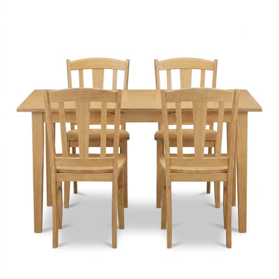 Ensemble de table de cuisine et de chaises rectangulaires en bois franc massif chaleureux 5 pièces avec rallonge autoportante