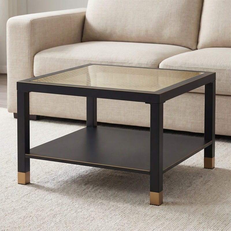 Table basse carrée, Noir / or