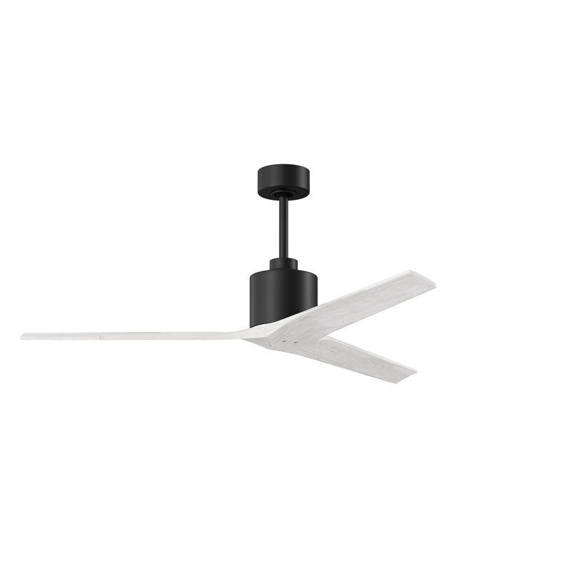 Ventilateur de plafond standard à 3 pales Ertugrul, Noir mat, 60", Blanc mat