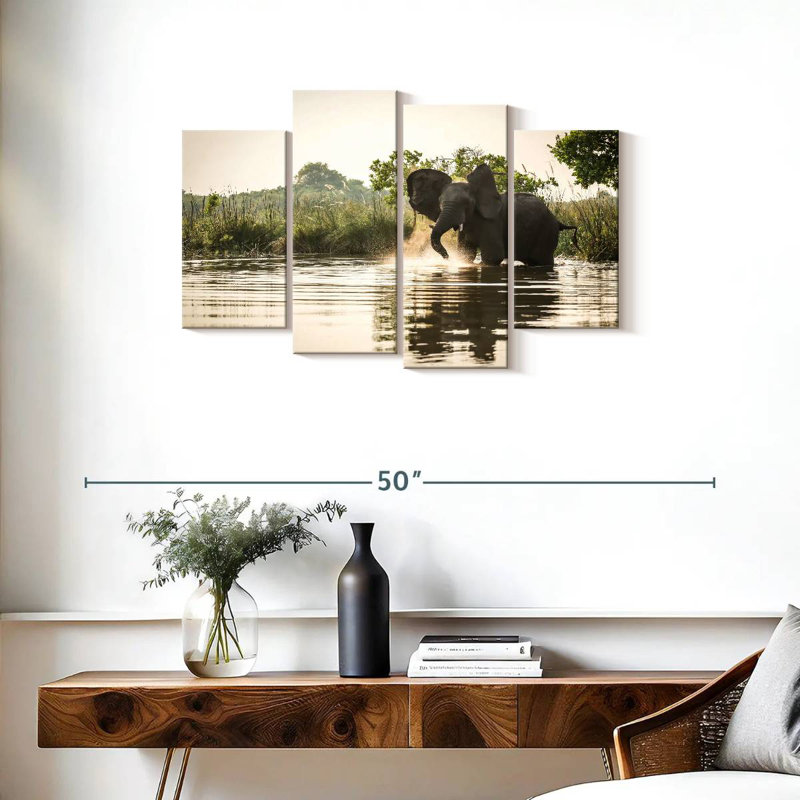 Elephant River Play, 22" H x 36" W