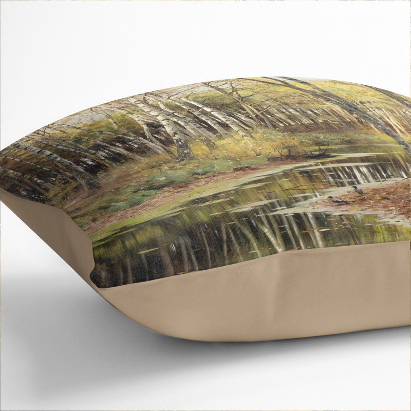 Autumn in the Birchwood Scatter Cushion, 40cm H x 40cm W x 15cm D, Stone