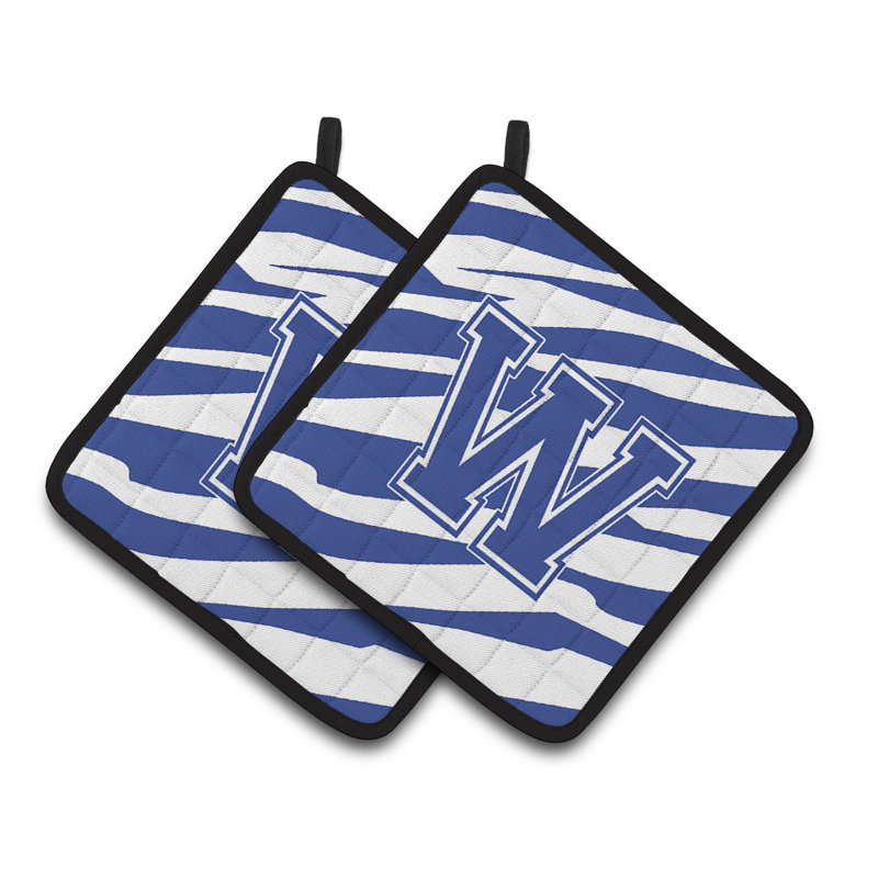 Tiger Stripe Potholder, Bleu blanc, W