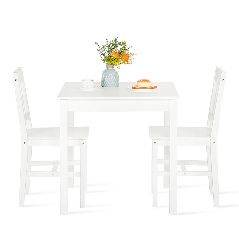 Veasley 2 - Person Pine Solid Wood Dining Set, White, White