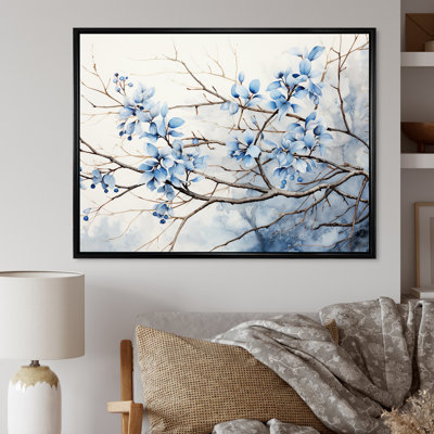 Art sur toile, feuilles bleues et grises