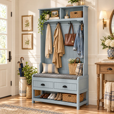 Modern Hall Tree with Bench and Shoe Storage
