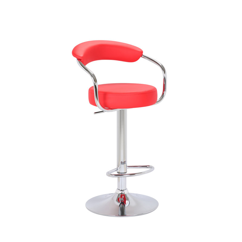 Zenith Swivel Upholstered Adjustable Height Counter Stool with Metal Frame, Red