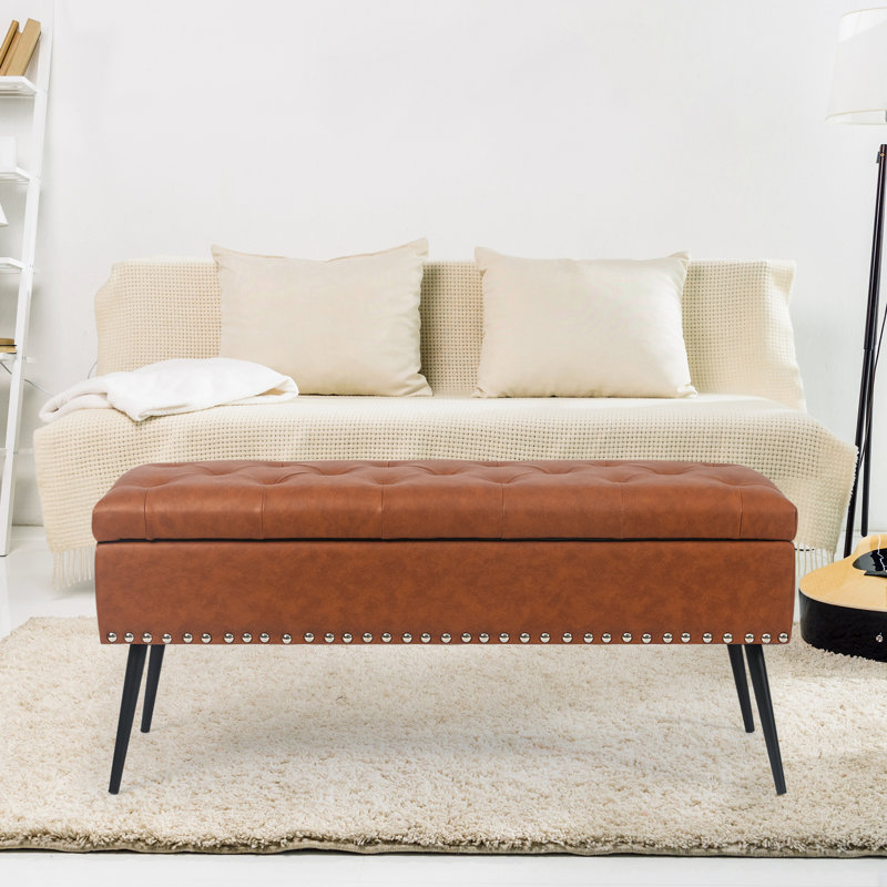 Banc de rangement Roemer, Similicuir brun
