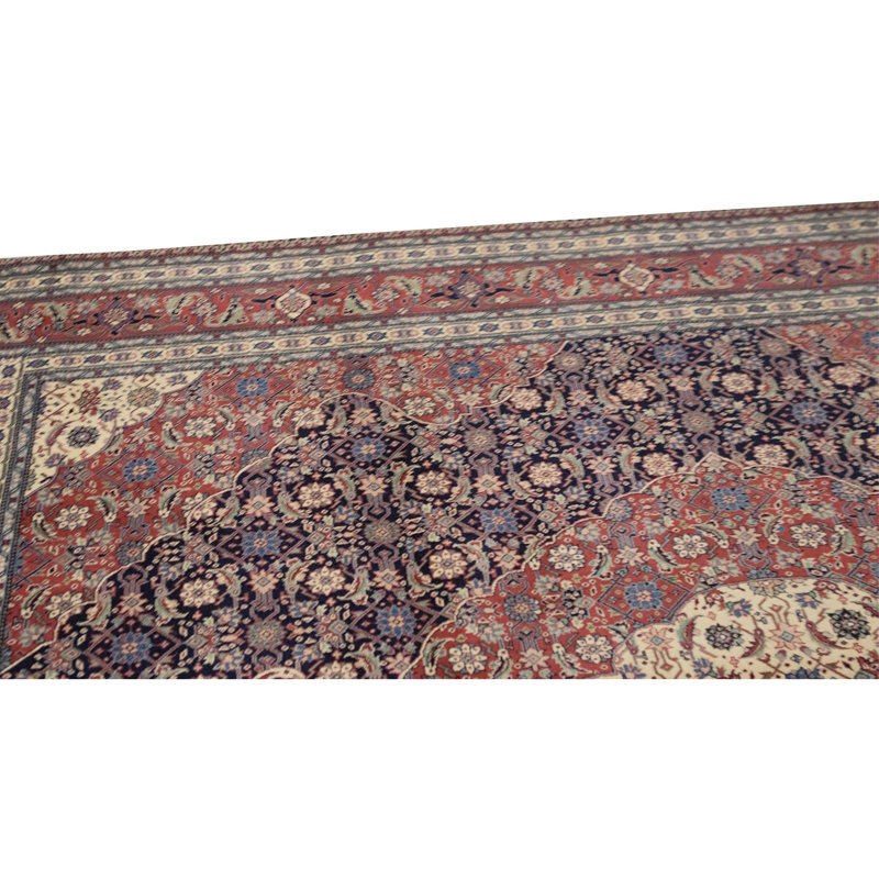 High-Quality Hand-Knotted Navy And Rust Area Rug
