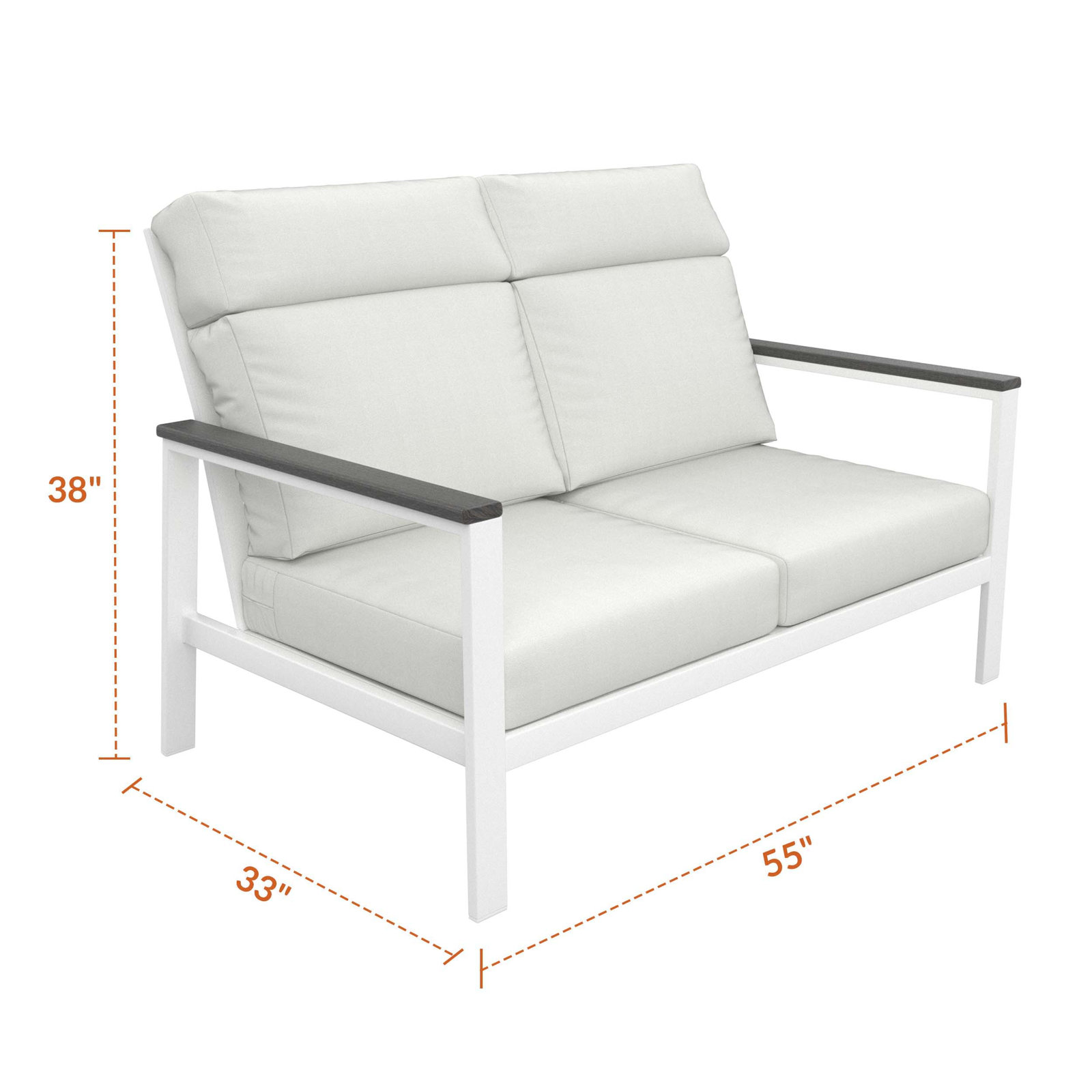Townsend 55" Sunbrella® Patio Loveseat, Canvas White, Gray