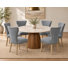 Ziyue 54'' Marble Top Dining Table with 6 Denim Blue Chairs