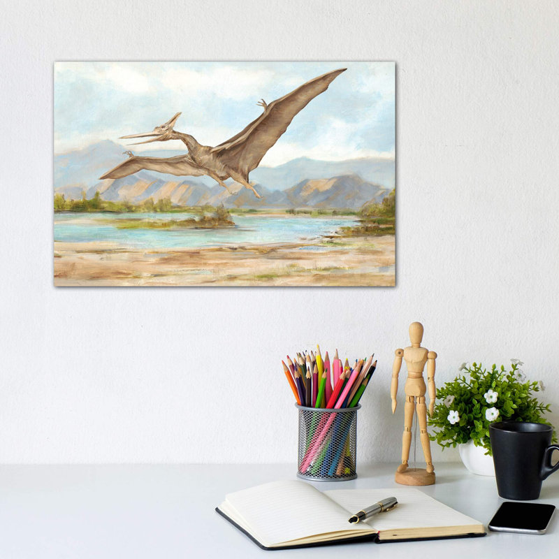«Dinosaur Illustration VI» par Ethan Harper - reproduction, H 8 po x l 12 po x P 0,75 po, Toile tendue, Pas de tapis