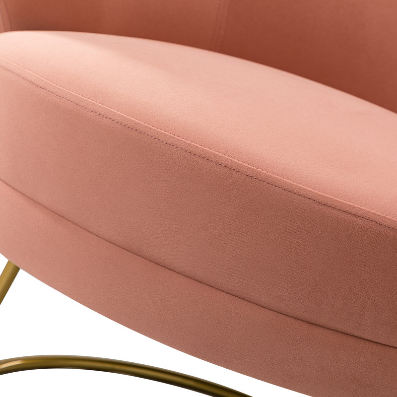 Fauteuil demi-tonneau 28,4 po, Velours rose