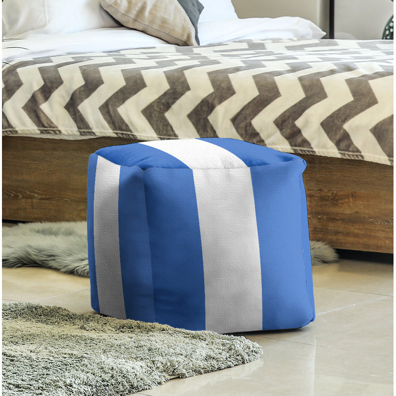 Repose-pieds cube la ours college stripes, Bleu / Blanc / Bleu