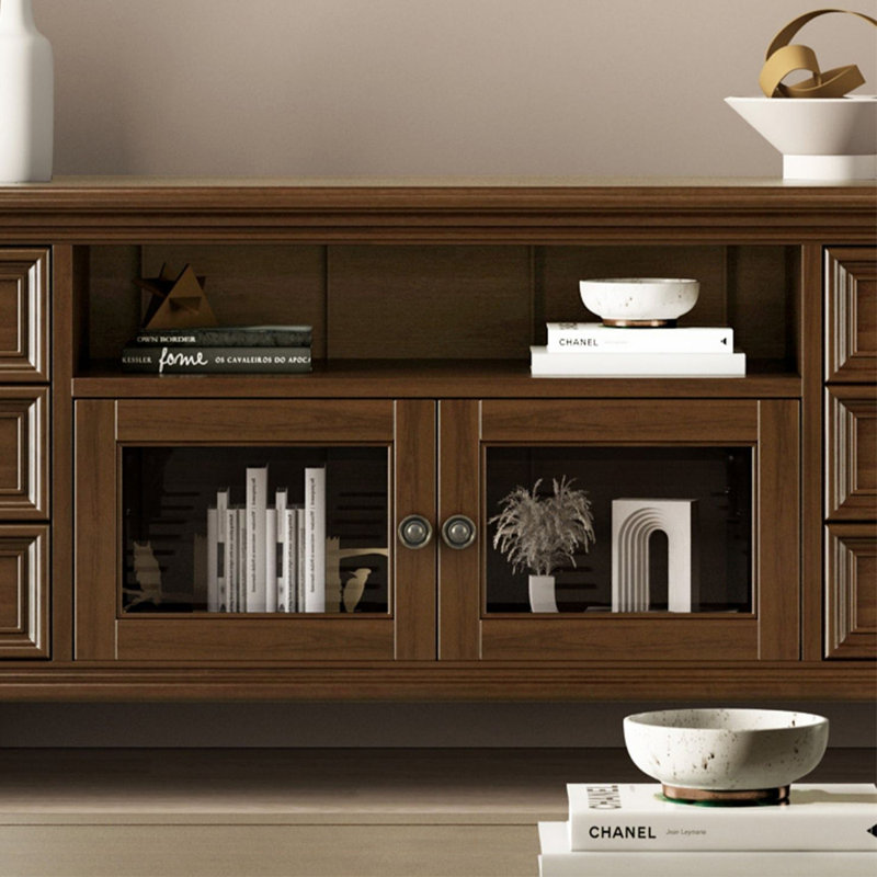 Meuble télé de style américain rétro, 86.61", Brun