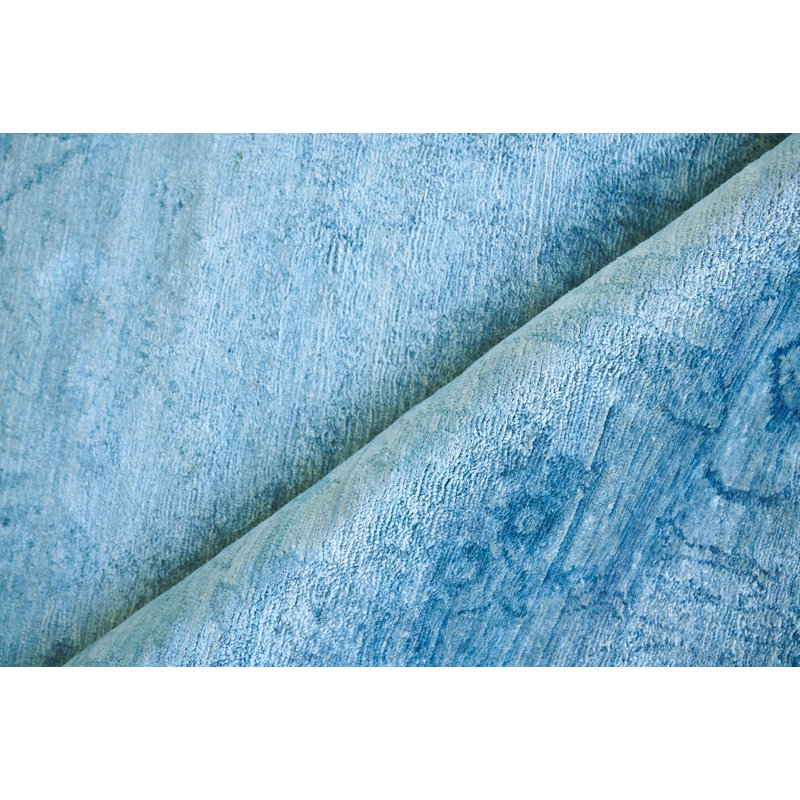Antique'd Oriental Area Rug in Blue, Rectangle 10' x 14'