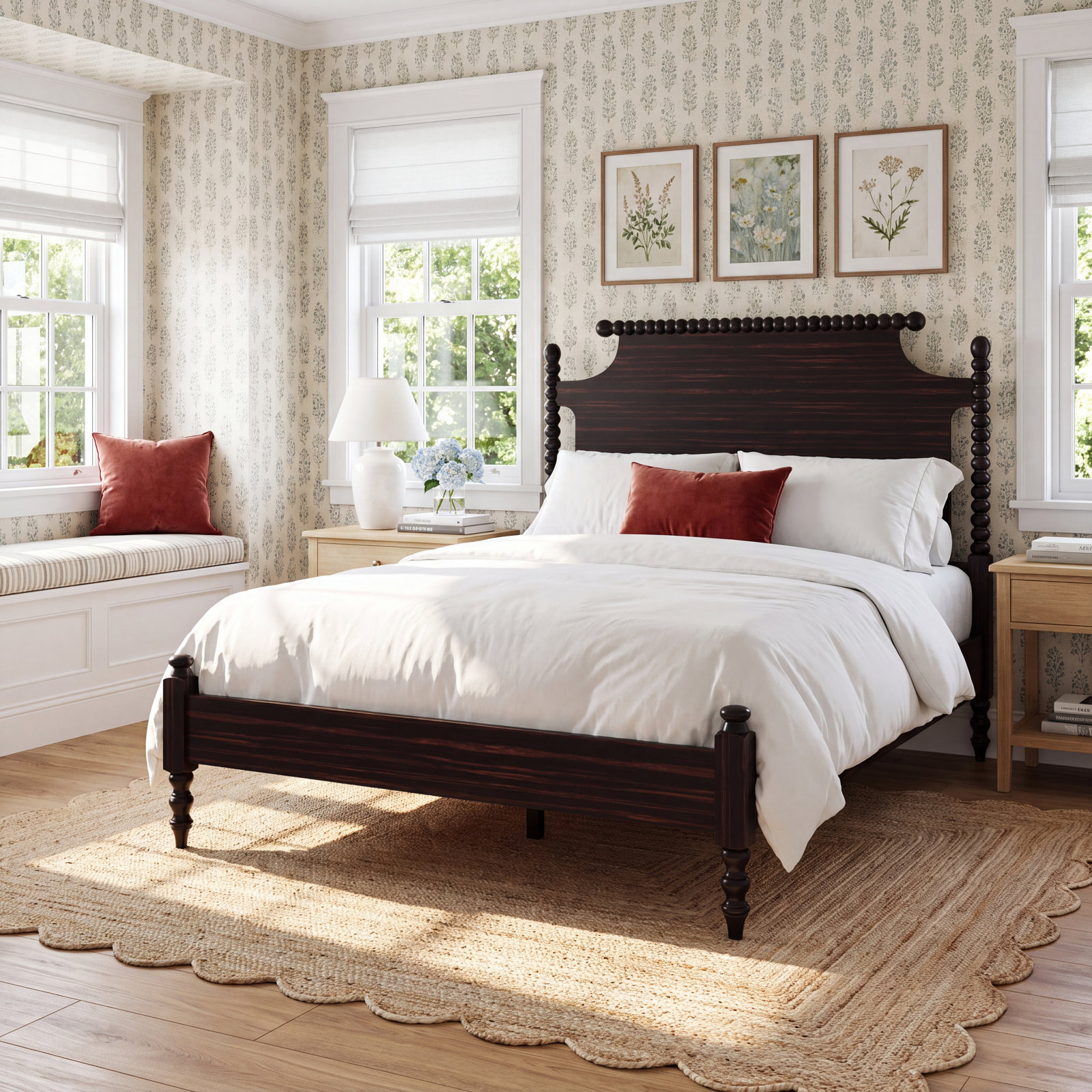Nadette Spindle Bed, King, Oiled Bronze