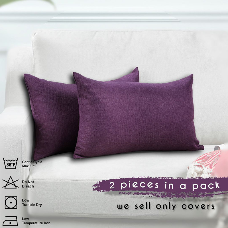 Indoor / Outdoor Rectangular Lumbar Pillow Cover - 1 Pc, 55 x 55cm, Purple
