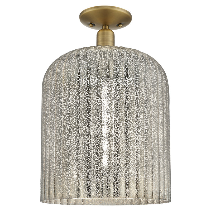 Downtown Urban - Franklin - 1 Light 12" Semi-Flush Mount , Brushed Brass, Mercury