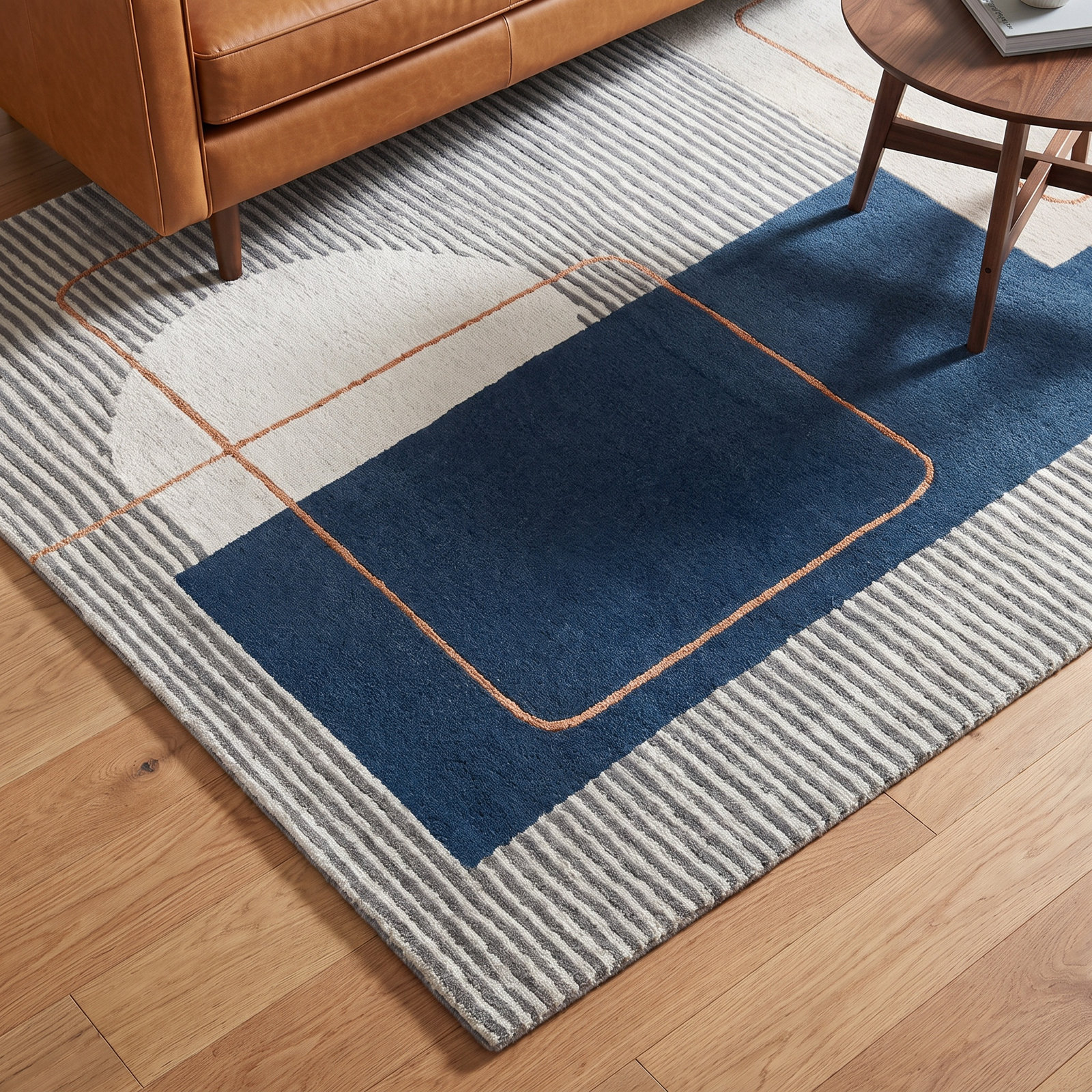 Lacy Hand-Tufted Geometric Wool Rug, Rectangle 9' x 12'