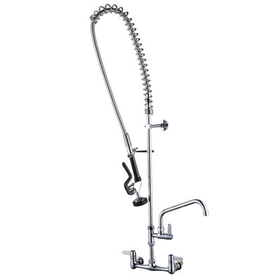 Commercial Triple Handle Wall Mount 47. Pull Down Sprayer Kitchen Faucet