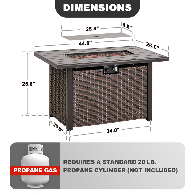 Rectangle Iron Propane Smokeless Outdoor Fireplace