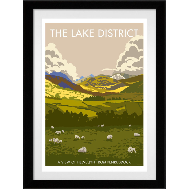 The Lake District by Stephen Millership - Print, 54cm H x 44cm W x 2.2cm D, Black