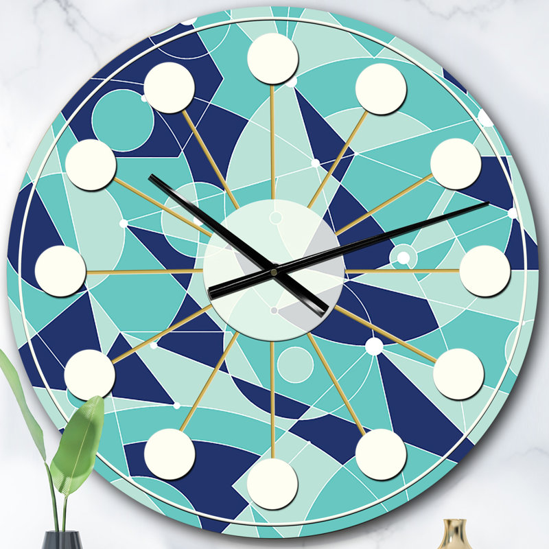 Horloge murale rétro Mid-Century, Petit, Sarcelle / Bleu