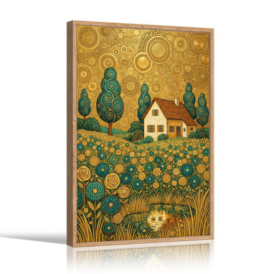 Art mural sur toile House in Floral Field