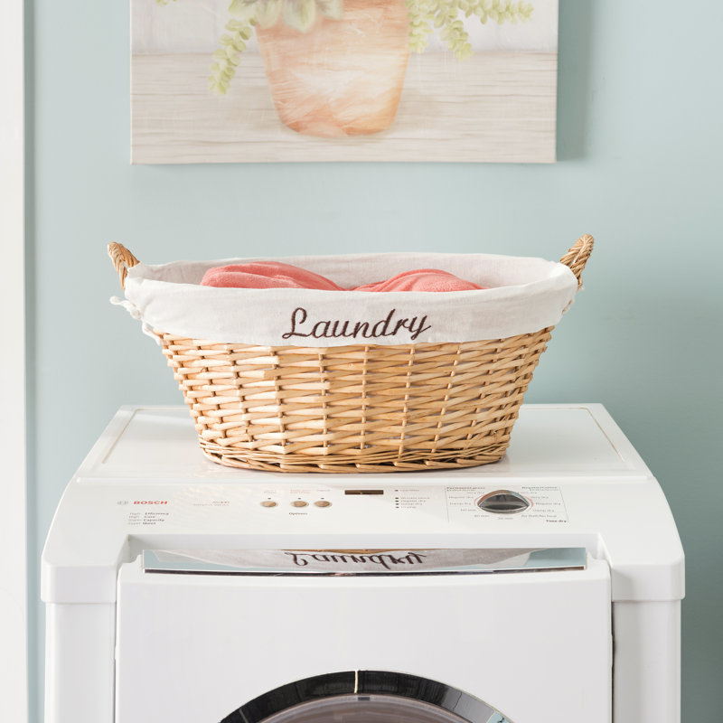 Wicker Laundry Basket with Handles, Natural
