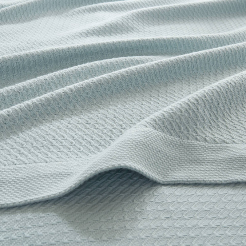 Couverture 100% coton égyptien certifié, Très grand lit, Bleu clair