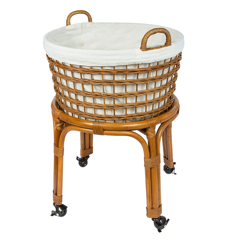 Wicker Rolling Laundry Basket with Handles