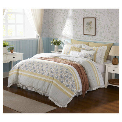 Yellow King 9 Piece Comforter Set - Oeko-Tex Certified Cottage Style Bedding with Decorative Pillows