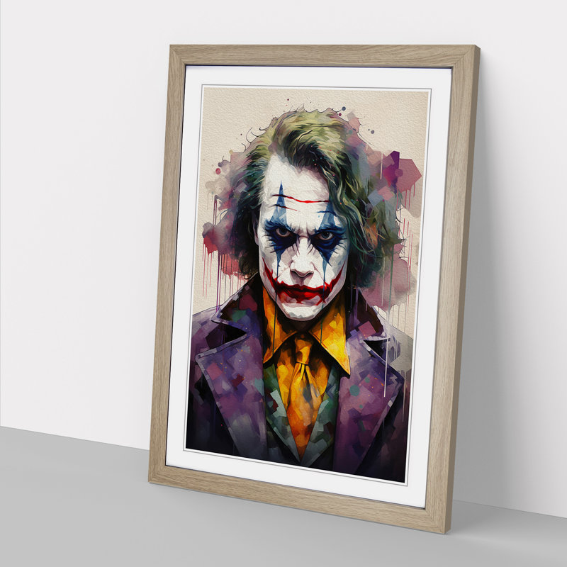 XYZ-FRM-V1223-3915 Joker Geometric - Single Picture Frame Print on Wood, 34cm H x 25cm W x 2cm D, Oak 